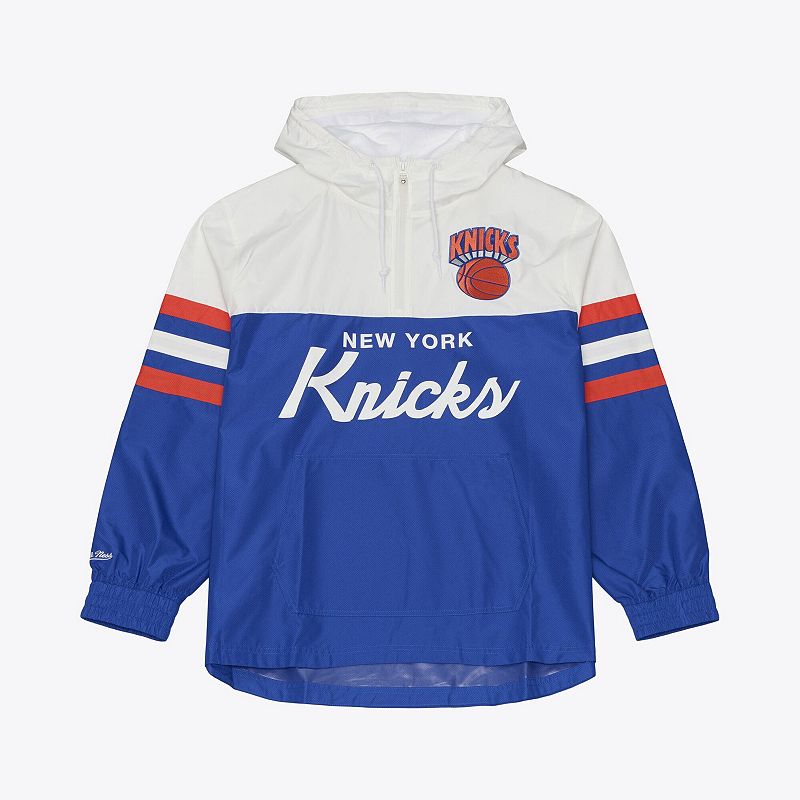 Mitchell & Ness Men's Blue New York Knicks Head Coach Lightweight Anorak Quarter-Zip Windbreaker Sweatshirt - Blue