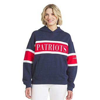 Women's WEAR by Erin Andrews Navy New England Patriots Stripe Hoodie