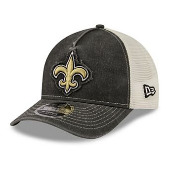 Men's New Era Black New Orleans Saints Fan 9FORTY A-Frame Trucker Adjustable Hat