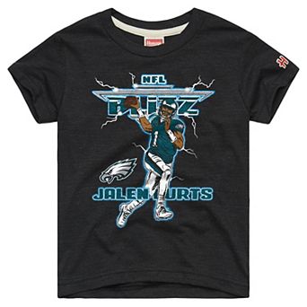 Youth Homage Jalen Hurts Charcoal Philadelphia Eagles NFL Blitz Tri-Blend T-Shirt