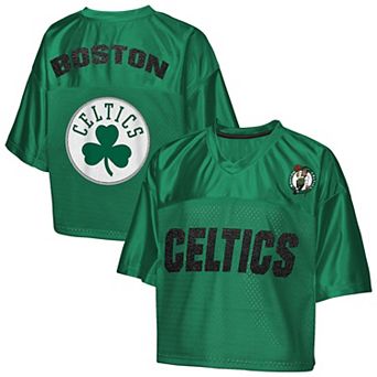 Girls Youth Outerstuff Kelly Green Boston Celtics Points in Paint Crop V-Neck T-Shirt