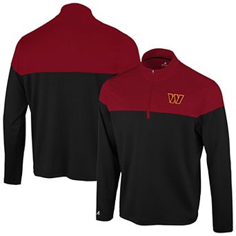 Men's Antigua Black/Burgundy Washington Commanders Hinder Quarter-Zip Pullover