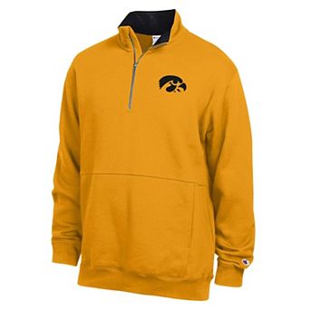 Men's Champion Gold Iowa Hawkeyes Fleece Quarter-Zip Pullover