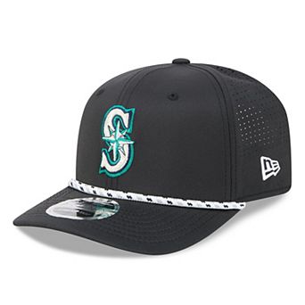 Men's New Era Black Seattle Mariners Vented 9SEVENTY Rope Adjustable Hat