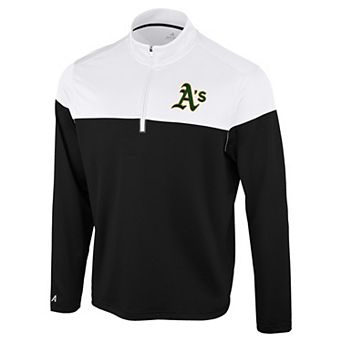 Men's Antigua Black/White Athletics Hinder Quarter-Zip Pullover