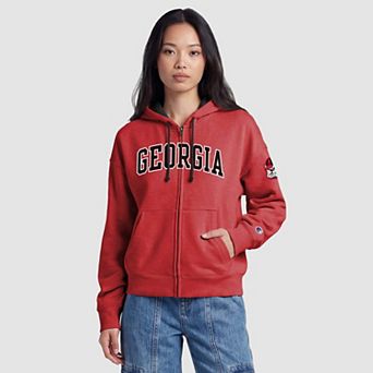 Women's Champion Red Georgia Bulldogs Arch Full-Zip Fleece Hoodie