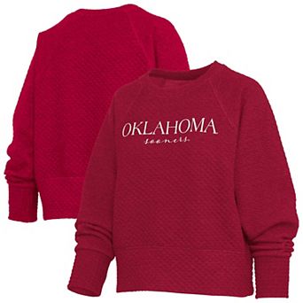 Women's Pressbox Crimson Oklahoma Sooners Champagne Nova Quilted Sweatshirt