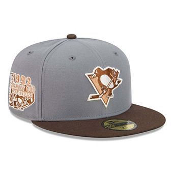 Men's New Era Charcoal/Brown Pittsburgh Penguins Wood Tones 59FIFTY Fitted Hat