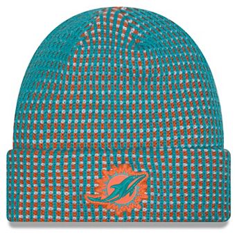 Men's New Era Aqua Miami Dolphins 2026 Sideline Cold Weather Cuffed Knit Hat