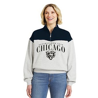 Women's WEAR by Erin Andrews Heather Gray Chicago Bears Colorblock Half-Zip Pullover