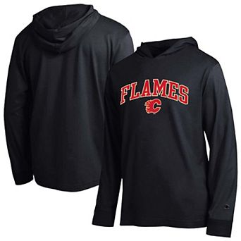 Men's Champion Black Calgary Flames All-Star Lightweight Hooded Long Sleeve T-Shirt