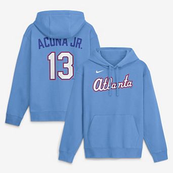 Men's Nike Ronald Acuña Jr. Light Blue Atlanta Braves Name & Number Club Fleece Pullover Hoodie