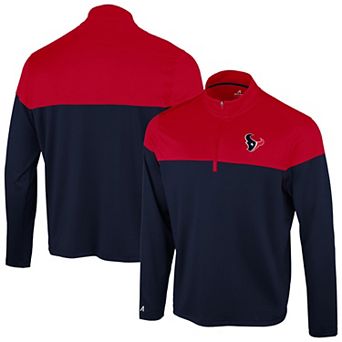 Men's Antigua Navy/Red Houston Texans Hinder Quarter-Zip Pullover