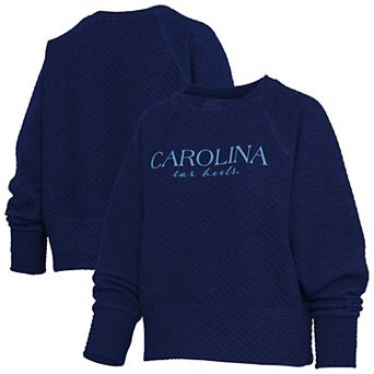 Women's Pressbox Navy North Carolina Tar Heels Champagne Nova Quilted Sweatshirt
