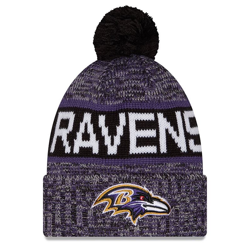 Girls Youth New Era Black Baltimore Ravens Tri-Color Cuffed Knit