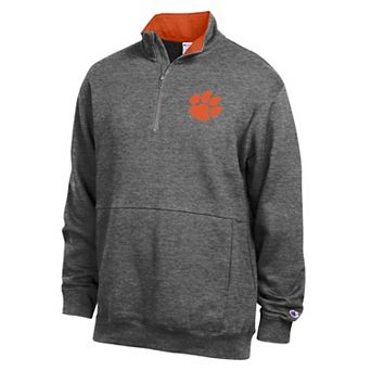 Men's Champion Charcoal Clemson Tigers Fleece Quarter-Zip Pullover