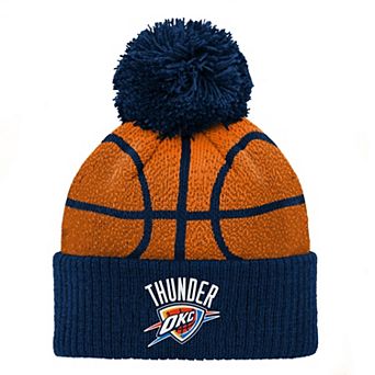 Preschool Navy Oklahoma City Thunder Basketball Head Cuffed Knit Hat with Pom
