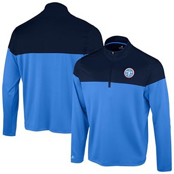 Men's Antigua Light Blue/Navy Tennessee Titans Hinder Quarter-Zip Pullover