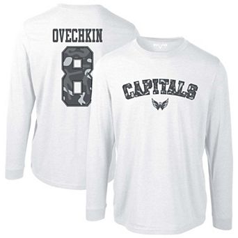 Men's Levelwear Alexander Ovechkin White Washington Capitals Oscar Long Sleeve T-Shirt