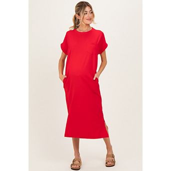 Maternity Pocket Front Midi T-Shirt Dress