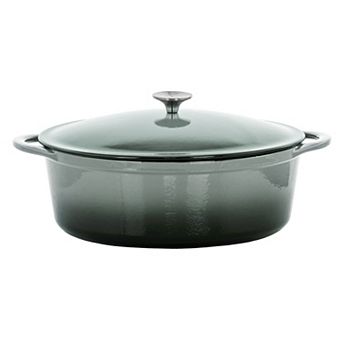 MegaChef Pro 7-qt Oval Enameled Cast Iron Casserole in Gray