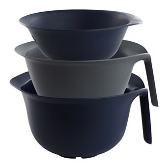 Oster Bluemarine 3 pc Nestable Plastic Colander and 3-qt Bowl Set in Dark Blue