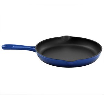 MegaChef Pro Round 10.25 Inch Enameled Cast Iron Skillet in Gradient Dark Blue
