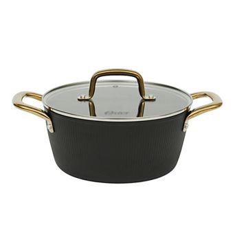 Oster Abbottsford 4.4-qt Nonstick Aluminum Dutch Oven with Glass Lid in Black