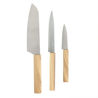Oster Huntingfield 3 pc Stainless Steel Cutlery Set with Faux Wood Handles