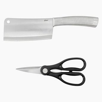 Oster Eddington 2 pc Stainless Steel Cleaver and Scissors Set with Ridged Handles