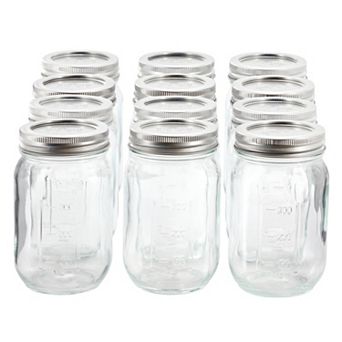 Gibson Home Market Preserves 12 pc 16 Ounce Glass Canning jars with Lids and Bands