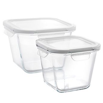Gibson Home House Specials 4 pc Borosilicate Glass Square Storage Container Set with Snap Lids