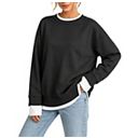 Women Oversized Sweatshirt Crewneck Color Block Long Sleeve Shirts ...