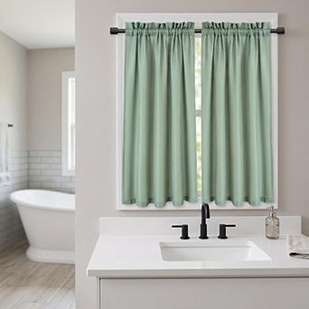 Bathroom Window Curtain Waterproof Waffle Tier Curtains for Small Windows, Privacy Enhancing