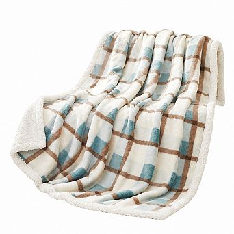 Technopliance Reversible Sherpa Fleece Plush Throw Blanket Soft Warm for Bed Sofa