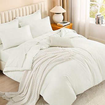 California King 7 pc Bed In A Bag Classic Simple Soft Cozy Easy Care Bedding Set