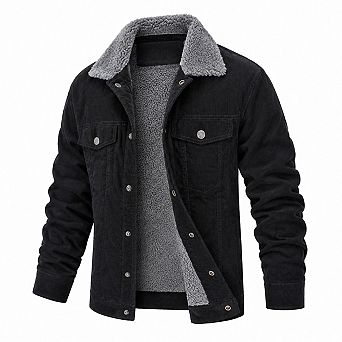 Men's Corduroy Winter Jacket Sherpa Lined Warm Thick Casual Coat