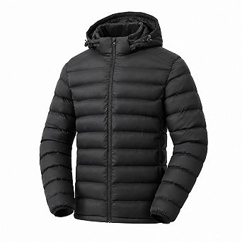 Men's Lightweight Water Resistant Puffer Jacket Detachable Hood Winter Coat for Travel Ski