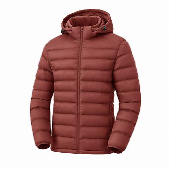 Men's Lightweight Water Resistant Puffer Jacket Detachable Hood Winter Coat for Travel Ski
