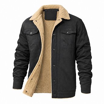 Mens Winter Fleece Lined Casual Work Cargo Cotton Jacket Multi Pocket