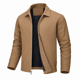 Men's Lightweight Windbreaker Jacket Full Zip Golf Coat Casual Work Wear