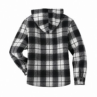 Men's Plaid Flannel Sherpa Lined Zip Up Hooded Winter Jacket