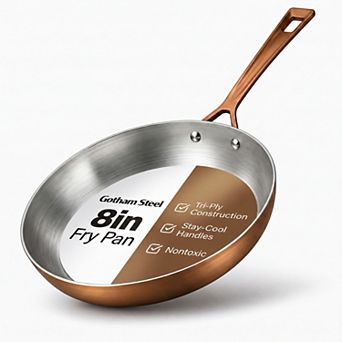 Gotham Steel 8-inch Tri-Ply Copper Stainless Steel Stay-Cool Handles Frying Pan