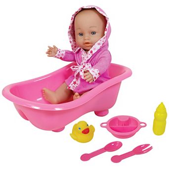 Lissi 11-inch Baby Doll Bathtub & Feeding Accessories 7 pc Set