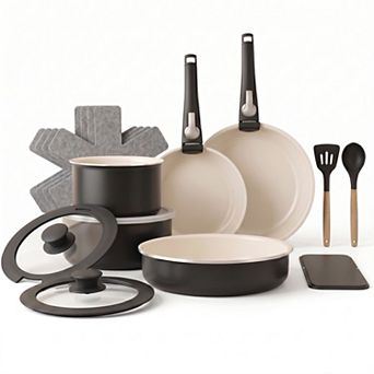 Gotham Steel 18 pc Ceramic Nonstick Detachable Handle Cookware Set
