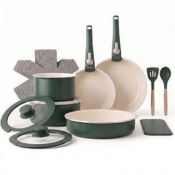 Gotham Steel 18 pc Ceramic Nonstick Detachable Handle Cookware Set
