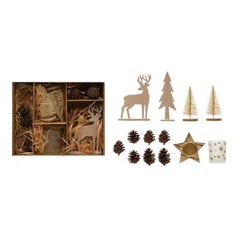 Storied Home Bottle Brush Trees, Pinecones & Wood Figures 13 pc Candle Garden Kit Table Decor