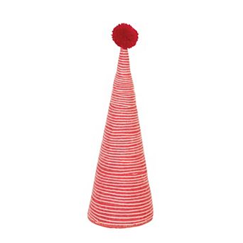 Storied Home Wool Yarn Wrapped Tree with Pom Pom Table Decor