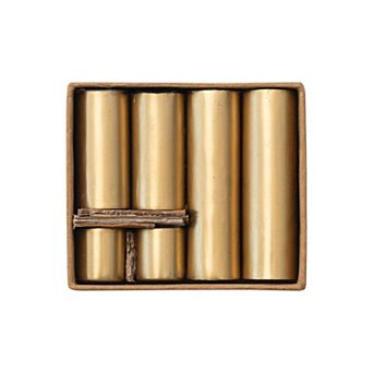 Storied Home 6 pc Round Metal Magnetic Gold Tone Taper Holders Table Decor