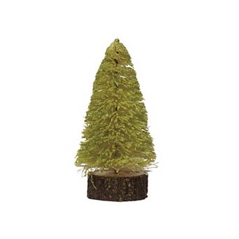Storied Home Sisal Bottle Brush Tree with Wood Slice Base Table Decor